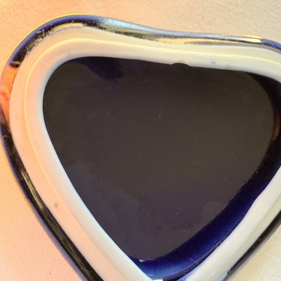Vintage Limoges Rochard France Cobalt Blue & Gold Hand Painted Heart Box - Picture 6 of 10